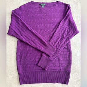 Ralph‎ Lauren Women’s Plum Cable Knit Sweater, Size L